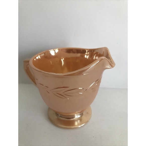 Creamer Fire King Vintage Peach Luster Ware Laurel Leaf‎ Design Iridescent - Picture 3 of 11